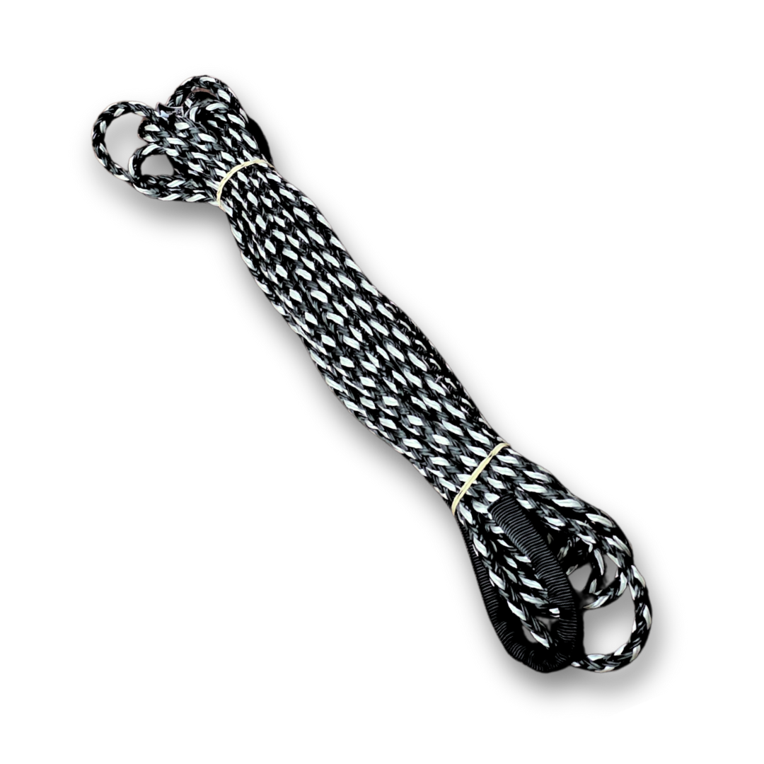 Braided static recovery rope extension, dark and light striped with end loop