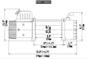 RUNVA WINCH - Synthetic Rope 12000lbs (5 443Kg) 12V
