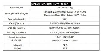 RUNVA WINCH 12V WITH STEEL CABLE (4 500LBS = 2 041KG) RW4500CXTR