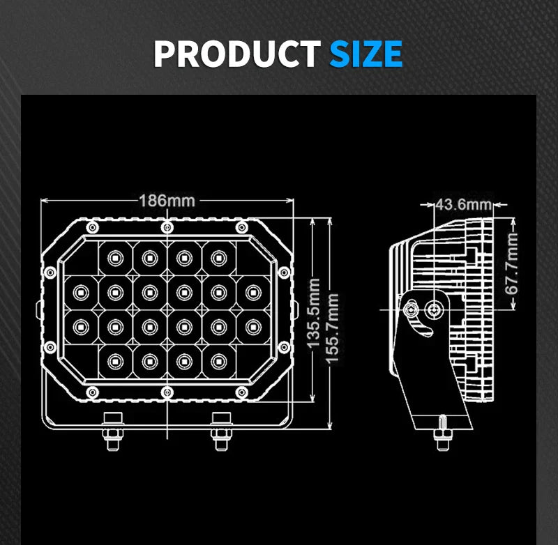 Square 6-inch Quad LED Driving Light (1Pcs)