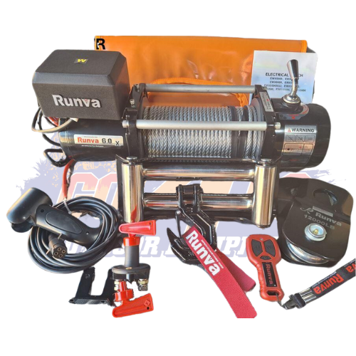 RUNVA 6000LBS (2 722KG) WINCH 12V WITH STEEL CABLE