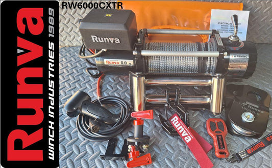 RUNVA 6000LBS (2 722KG) WINCH 12V WITH STEEL CABLE