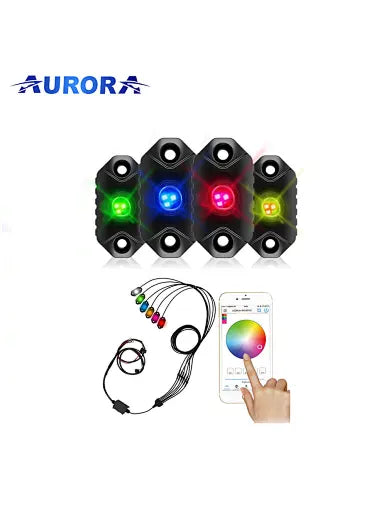 Aurora RGB LED Rock Lights – 4 Pod Set | Bluetooth