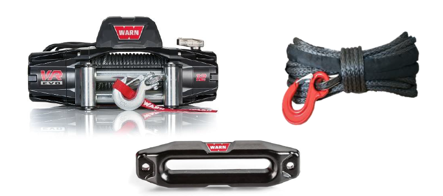 Warn VR EVO 12 000LB (5400KG) Winch 12V Steel Cable + Synthetic Rope and Fairlead