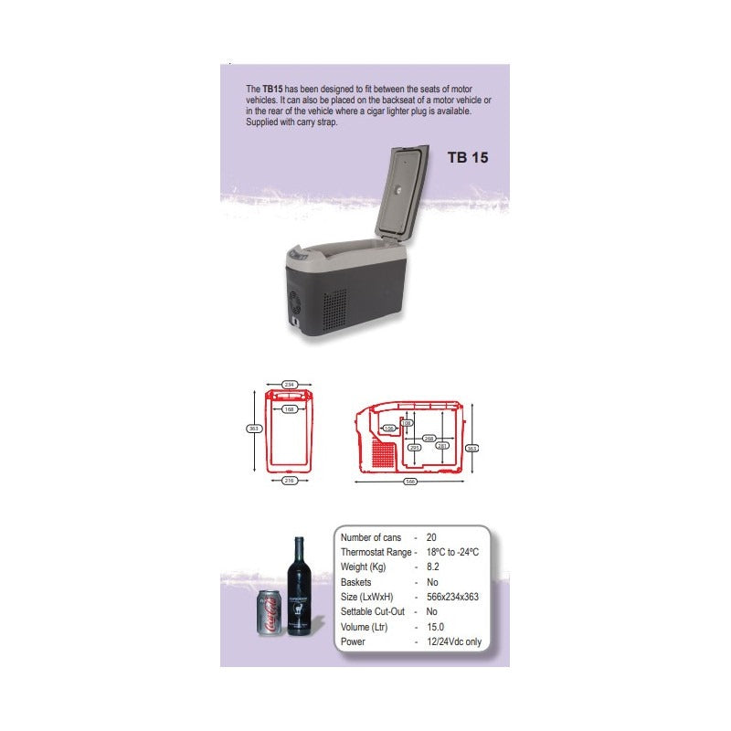 Indel B 15L Center Console Fridge