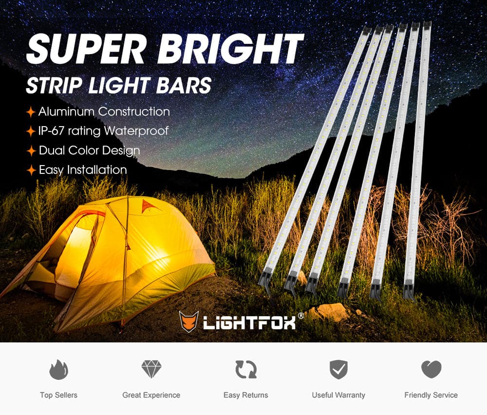 LIGHTFOX 12V LED Camp Dual Colours Light Bar Kits Set of 6