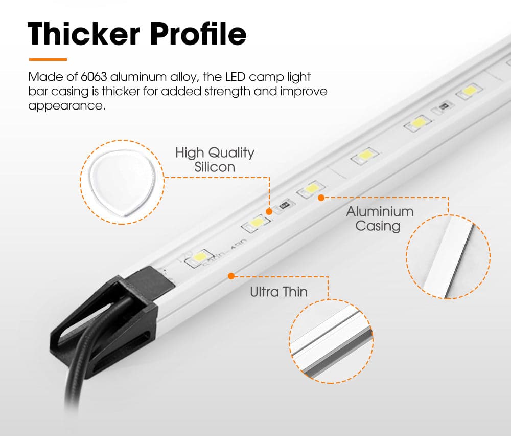 LIGHTFOX 12V LED Camp Dual Colours Light Bar Kits Set of 6