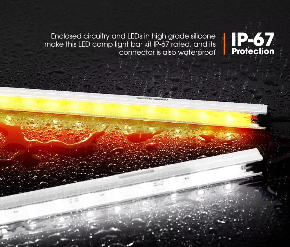 LIGHTFOX 12V LED Camp Dual Colours Light Bar Kits Set of 6