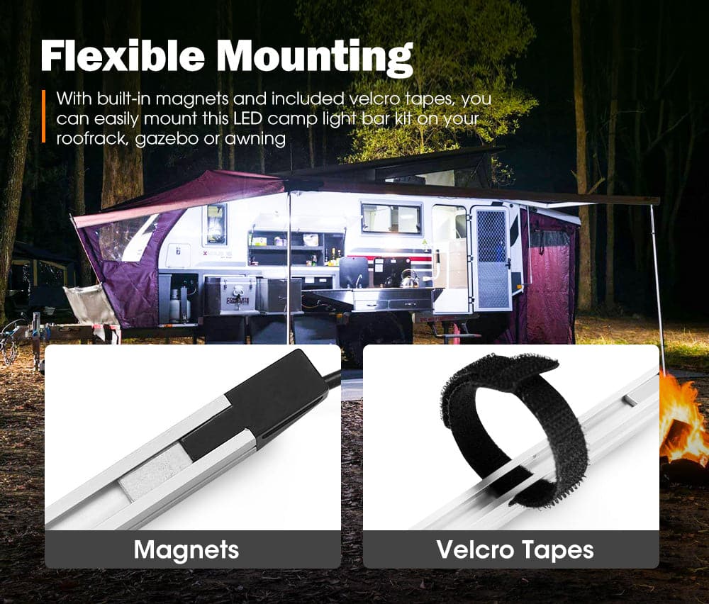 LIGHTFOX 12V LED Camp Dual Colours Light Bar Kits Set of 6