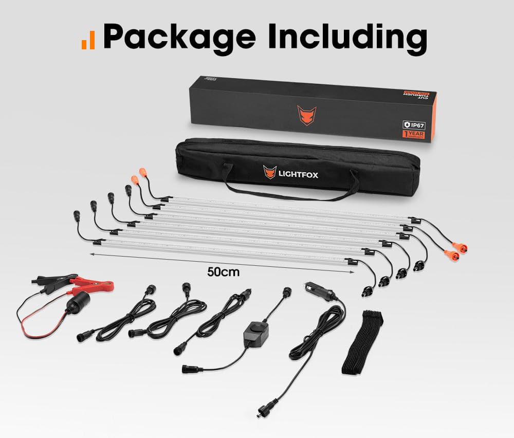LIGHTFOX 12V LED Camp Dual Colours Light Bar Kits Set of 6