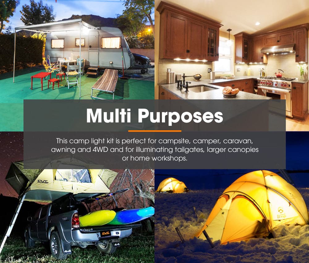 Lightfox 12V LED Camp Dual Colours Light Bar Kits - Set of 6