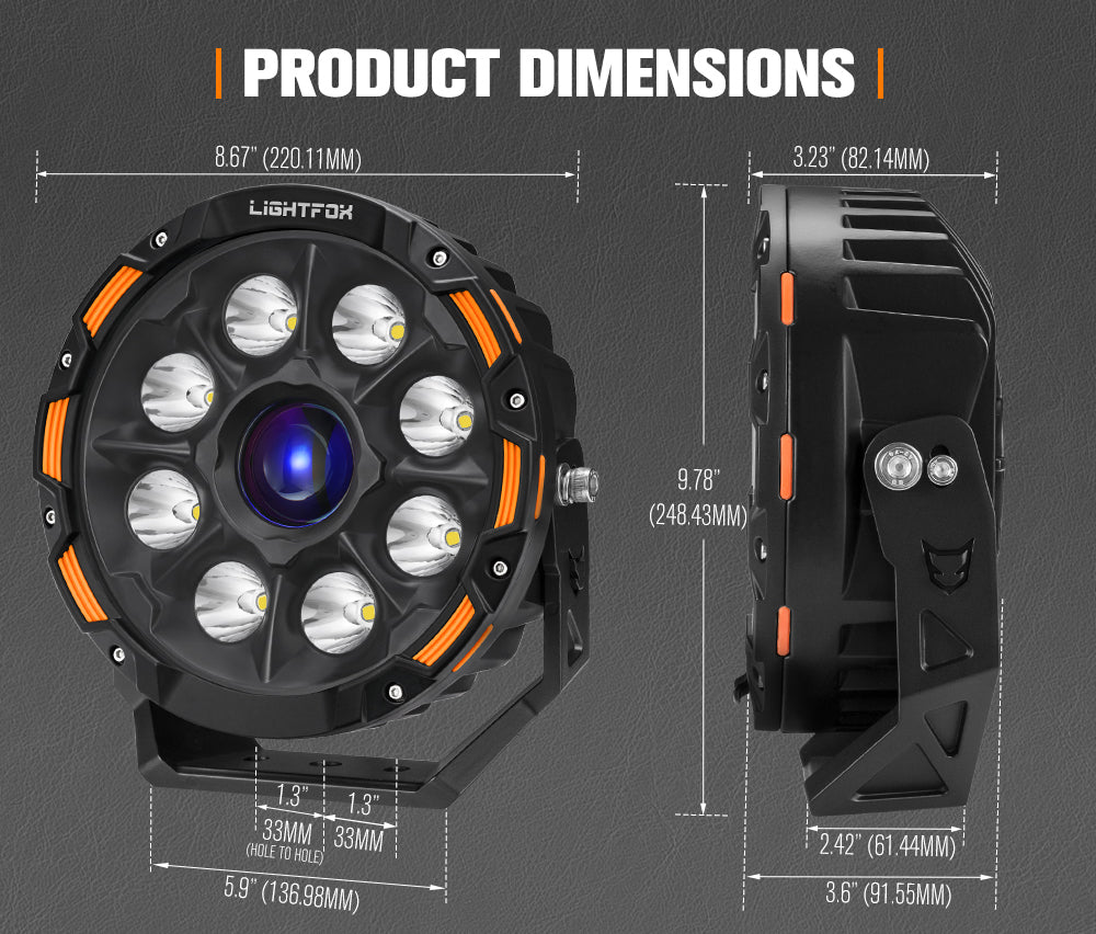 LightFox 9inch Osram Laser LED Driving Lights