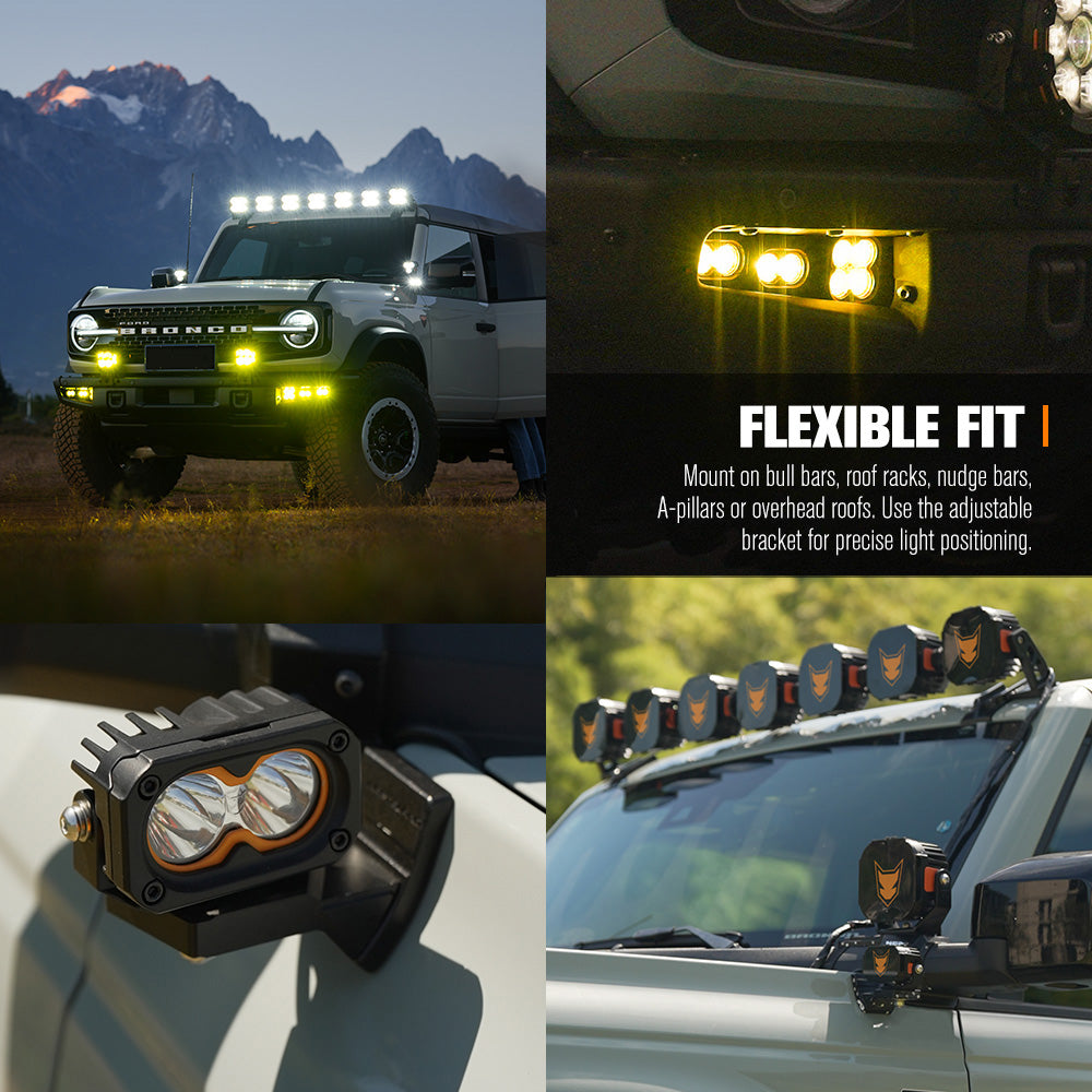 LIGHTFOX Pair 3inch Cygnus-2 Osram LED Pod Lights
