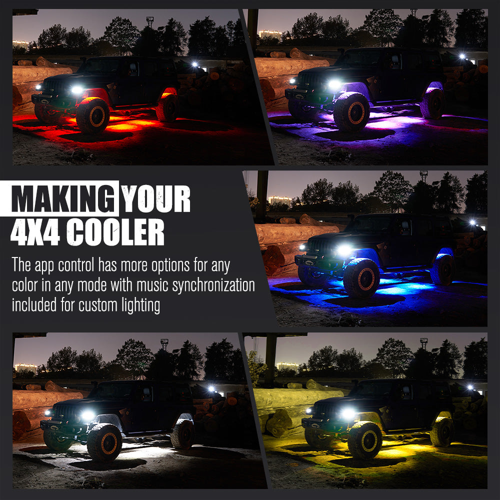 LIGHTFOX RGBW LED Rock Lights - 4 Pack