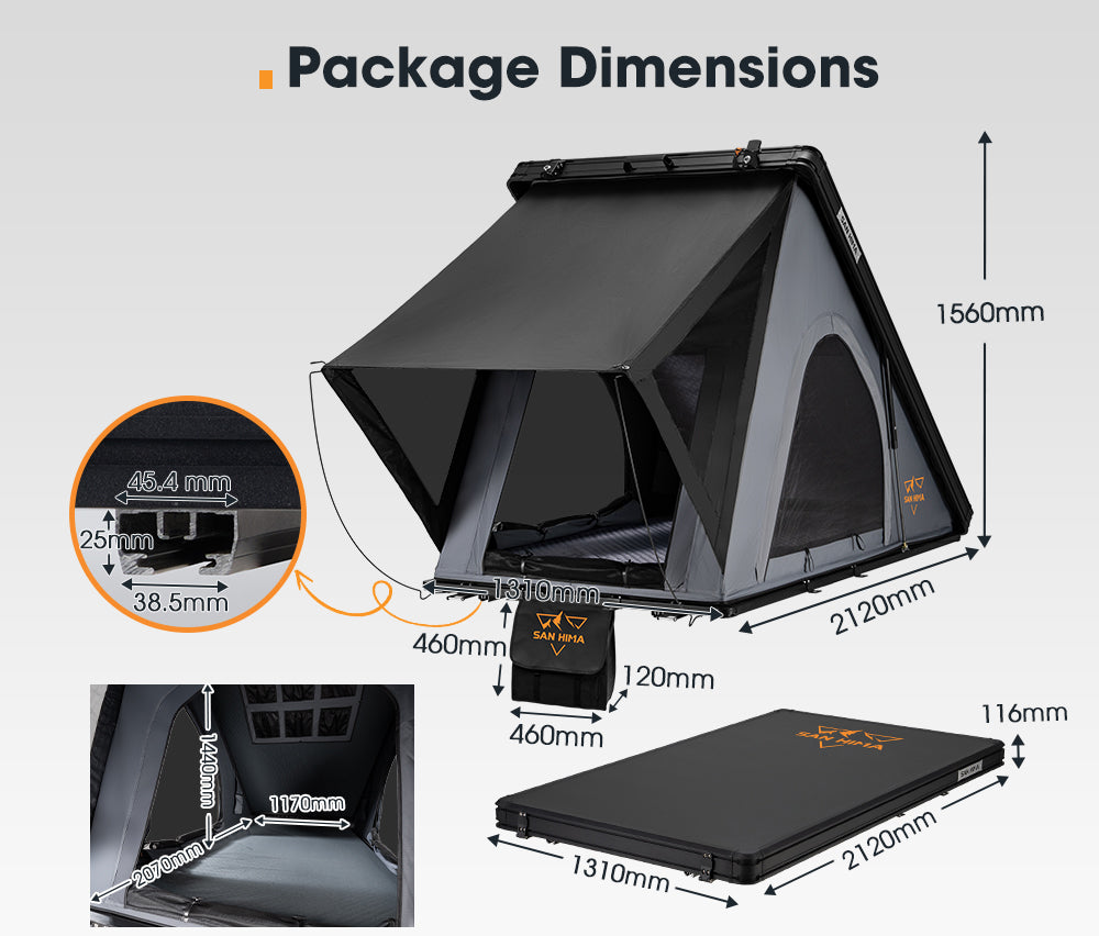 San Hima Kalbarri Lite Rooftop Tent Hardshell With Ladder - Grey