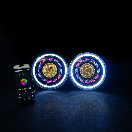 Universal 7" LED Round RGB Headlights