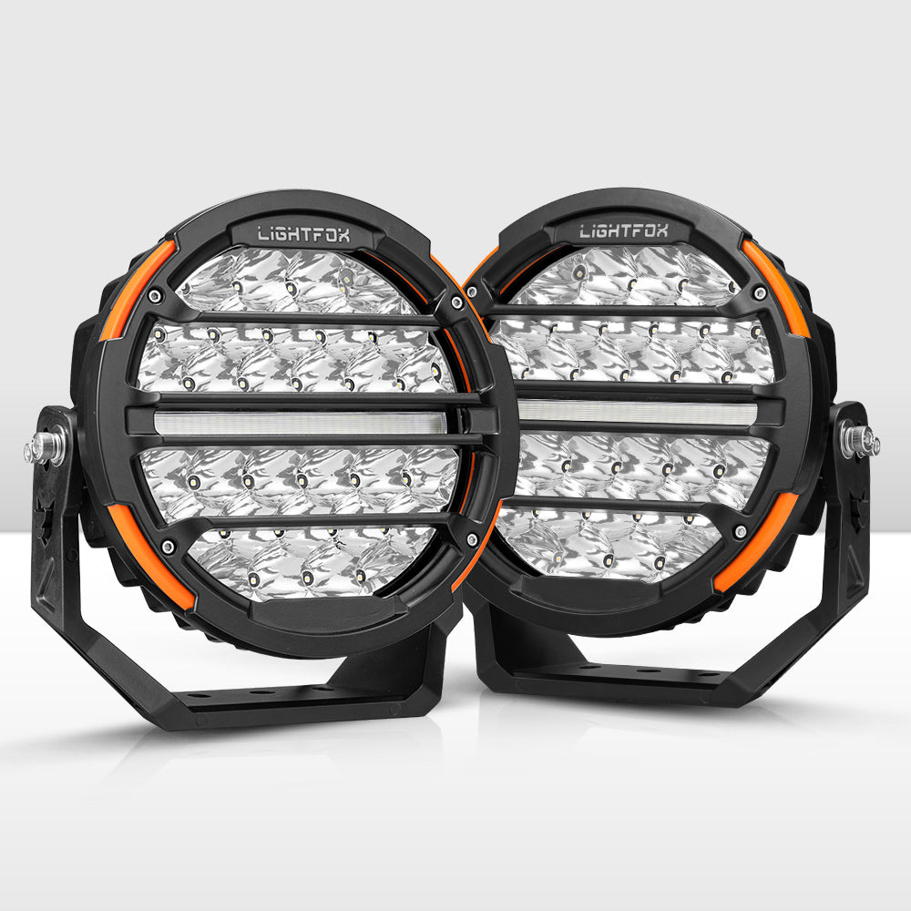 Lightfox Pair - 9 Inch Osram LED Driving Light with DRL