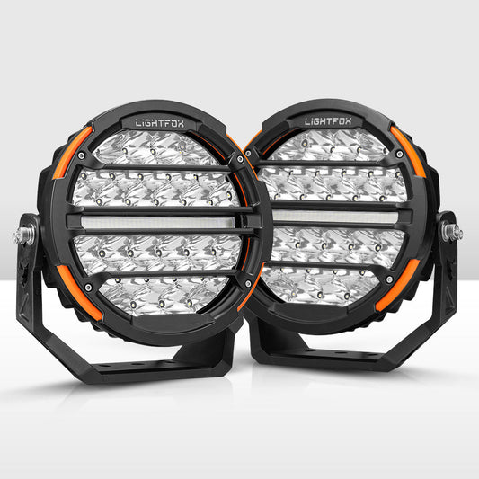 Lightfox Pair - 9 Inch Osram LED Driving Light with DRL