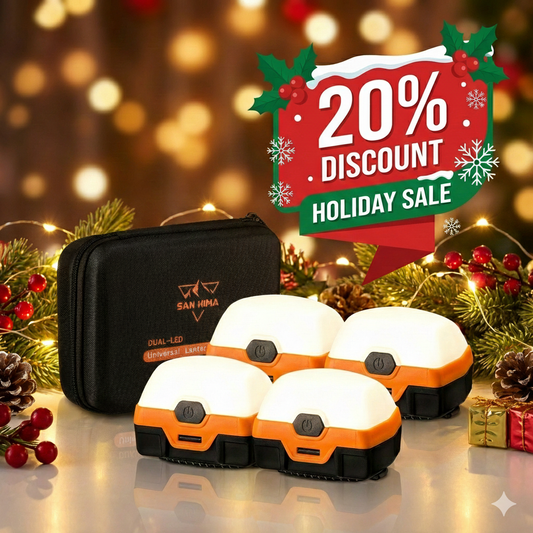 San Hima 4x Camp Light Dual Colour LED Lantern with Inbuilt Lithium Battery