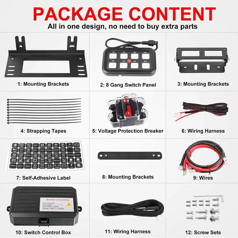 Universal 8 Gang LED Switch Panel