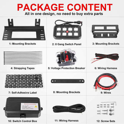 Universal 8 Gang LED Switch Panel