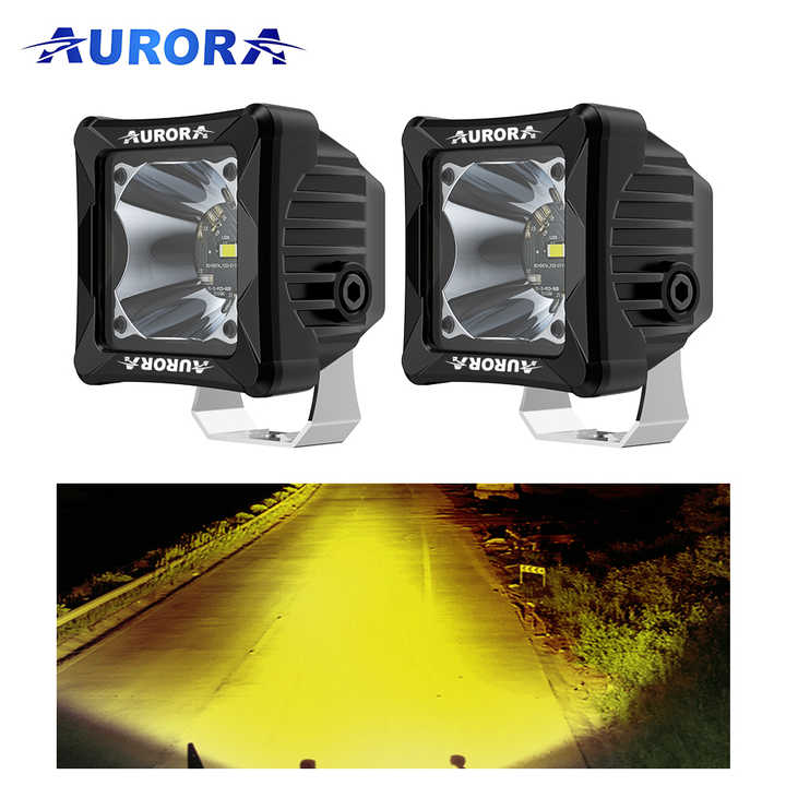 Aurora 3-inch white and amber auxiliary lights — pair of lights with amber road beam