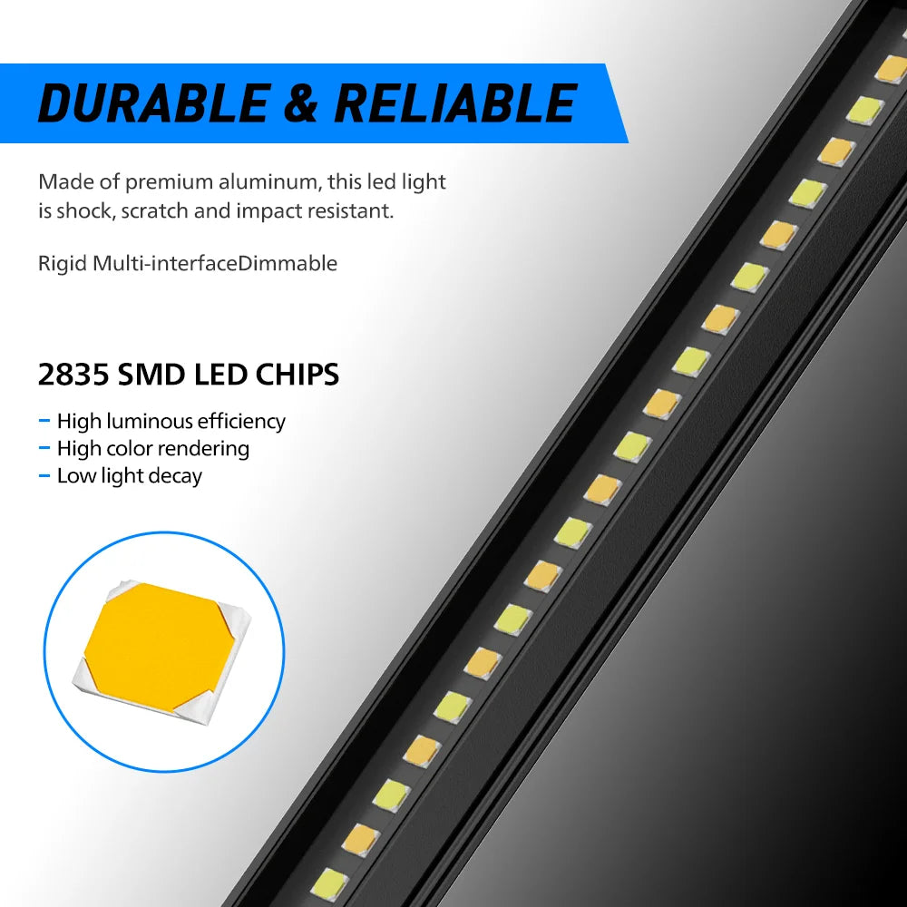 Aurora dimmable camping light — LED chip strip close-up