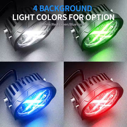 Aurora 4-inch RGB LED light — white, green, blue and red backlight examples