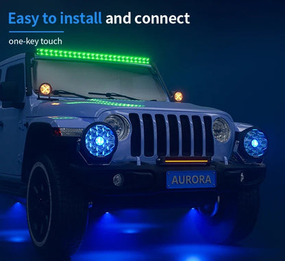 Aurora universal 9-gang LED switch panel — switch panel controlling vehicle lighting at night