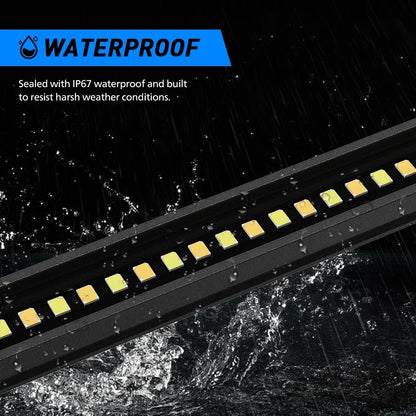 Aurora dimmable camping light — light strip shown under water spray