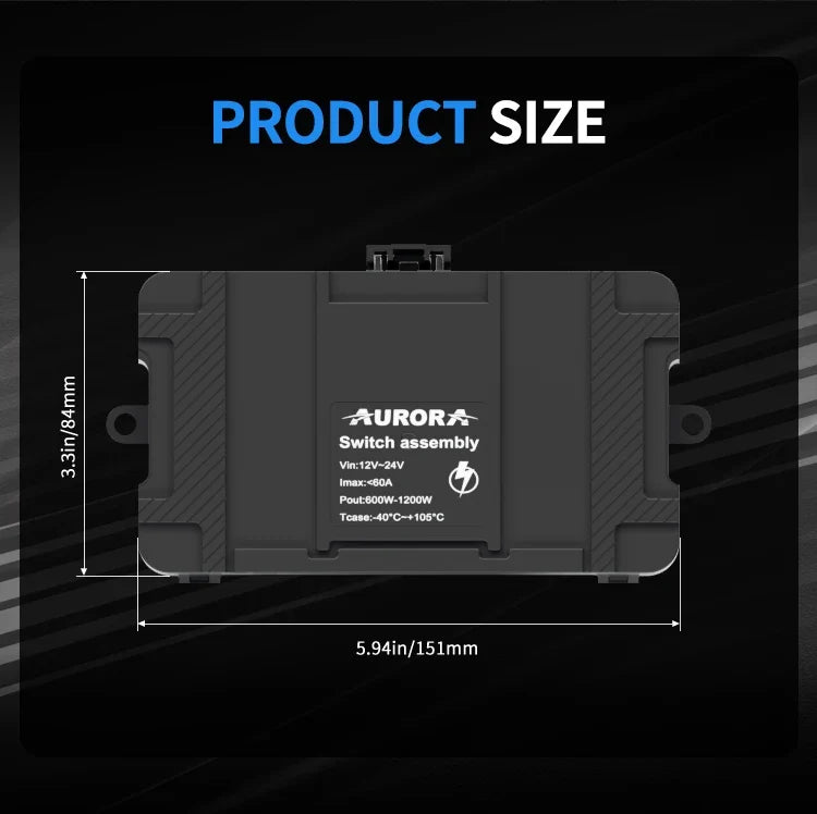 Aurora universal 9-gang LED switch panel — control-box dimensions