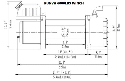 RUNVA WINCH - Synthetic Rope 6000lbs (2 722Kg) 12V