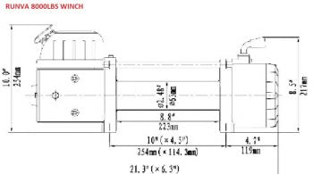 RUNVA WINCH 12V WITH SYNTHETIC ROPE (8 000LBS = 3 629KG)