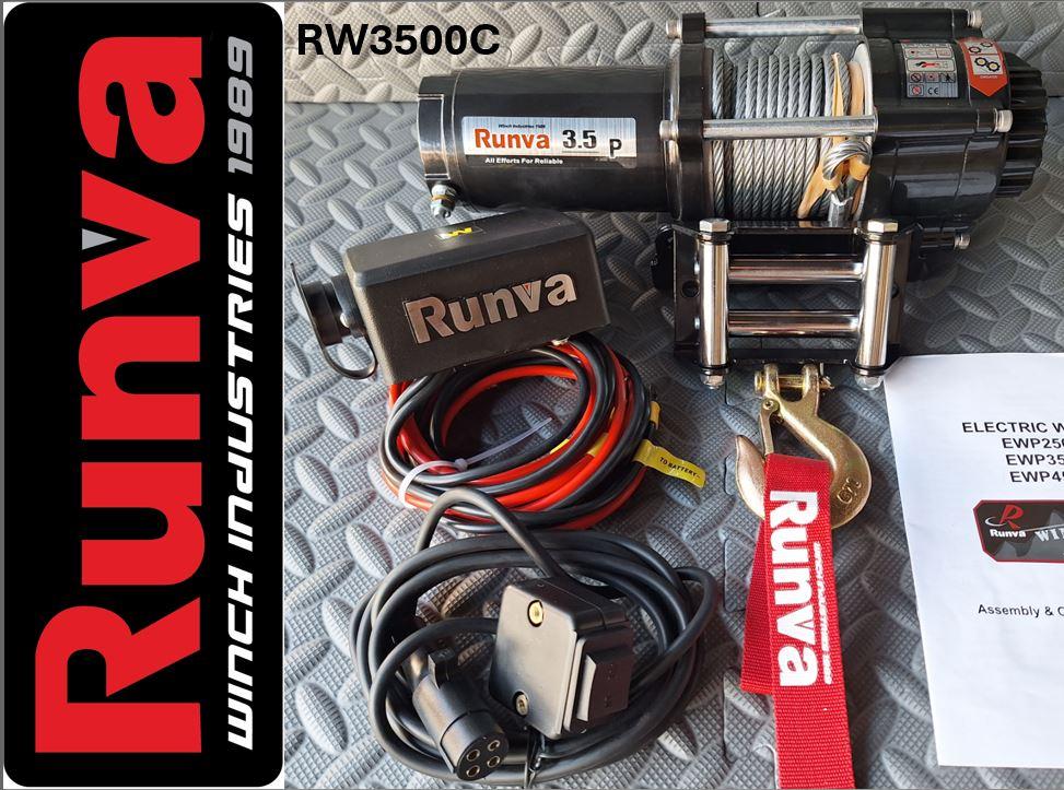 Runva Winch 12V with Steel Cable (3 500LBS = 1 588KG)