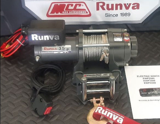 Runva Winch 24V with Steel Cable (3 500LBS = 1 588KG)