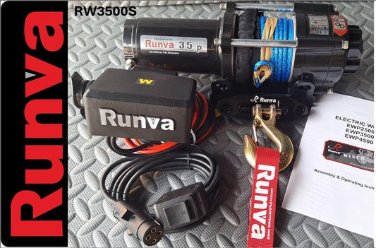 Runva Winch 12V with Synthetic Rope (3 500LBS = 1 588KG)