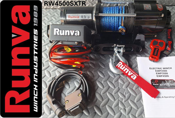 Runva Winch 4500lbs (2,041kg) 12V with Synthetic Rope Wired & Wireless Remote