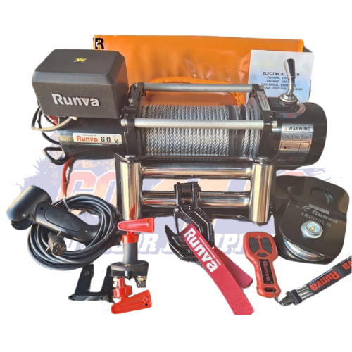 RUNVA WINCH 12V WITH STEEL CABLE (6 000LBS = 2 722KG)