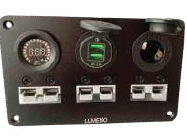 Triple Square Connector Panel (Volt Meter, Dual Charger & Cigarette Socket)