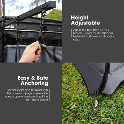 San Hima Awning Shower Tent Fold-Out Instant Ensuite Built-in LED