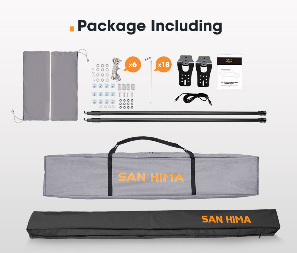 San Hima 180 Degree Free-Standing Awning 600D Double-Ripstop Oxford UPF50+