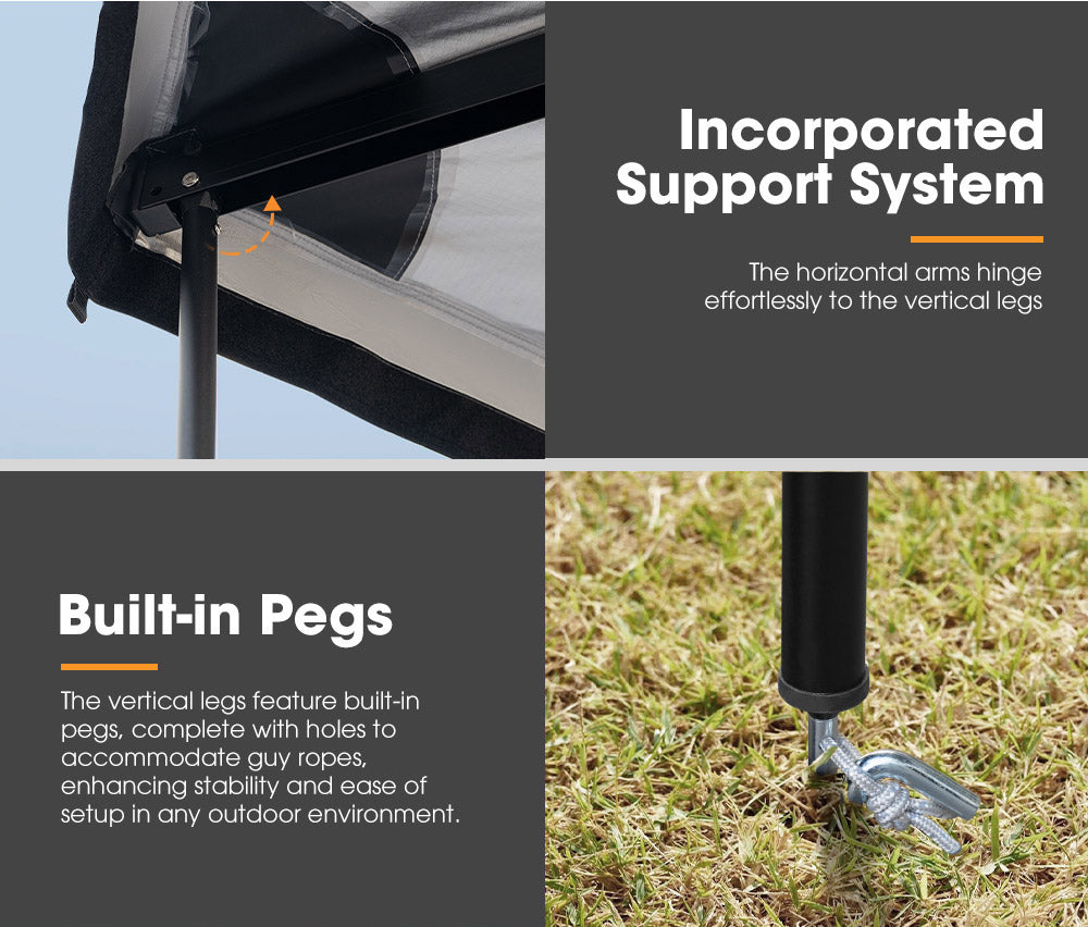 San Hima 180 Degree Free-Standing Awning 600D Double-Ripstop Oxford UPF50+