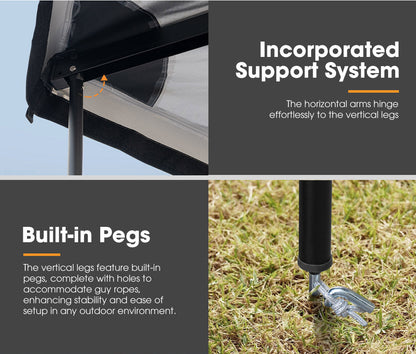 San Hima 180 Degree Free-Standing Awning 600D Double-Ripstop Oxford UPF50+