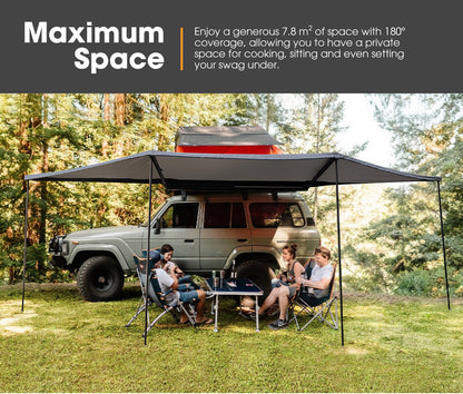 San Hima 180 Degree Free-Standing Awning 600D Double-Ripstop Oxford UPF50+