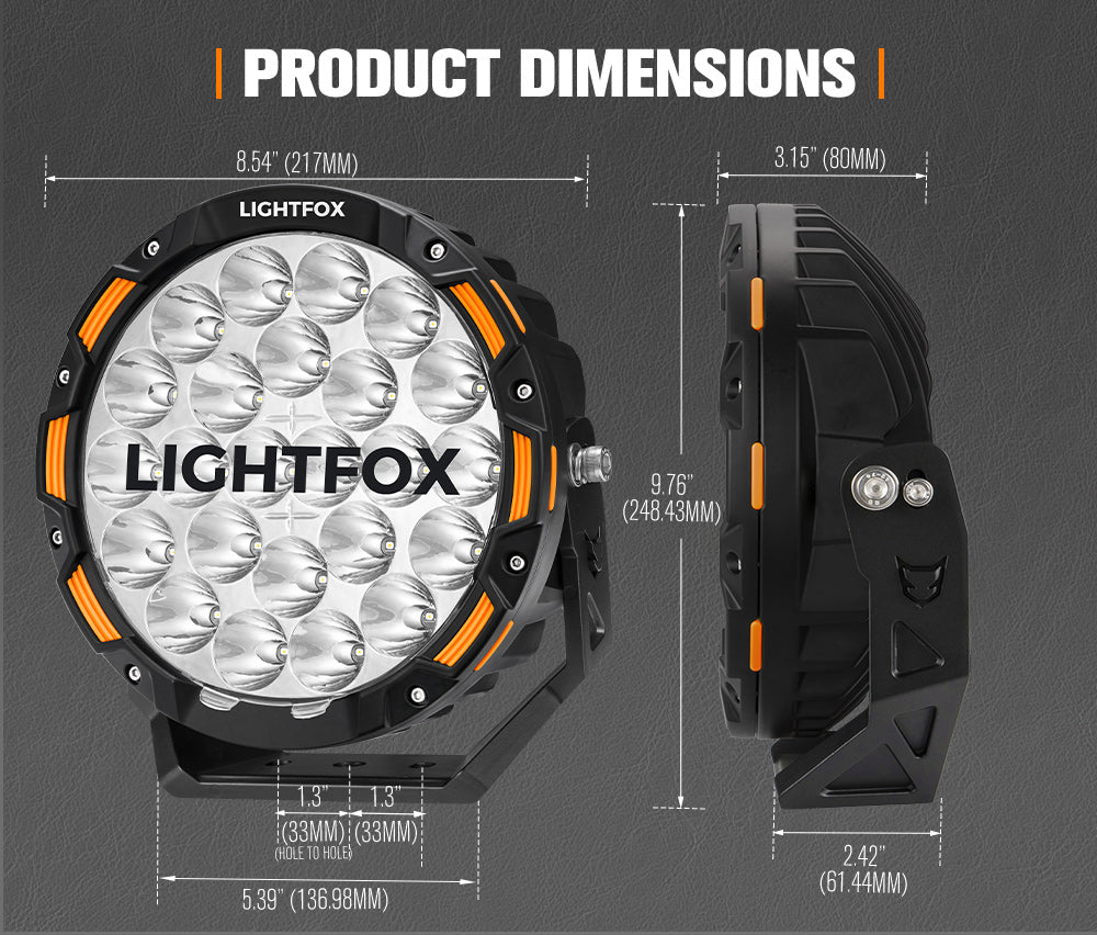 Lightfox Iconic Series Pair 9 Inch Osram LED Spotlight