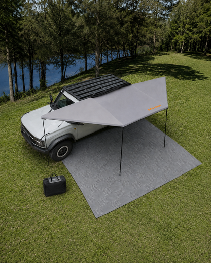 Awning Ground Setup Bundle with San Hima 180 degree awning and 4m x 2.5m annex matting