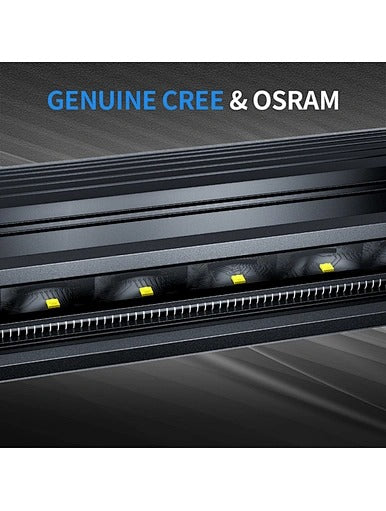 Aurora 40-inch screwless RGB-backlit LED light bar — LED row and reflector close-up