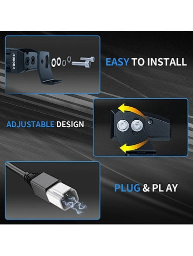 Aurora 40-inch screwless RGB-backlit LED light bar — adjustable side brackets and DT connector details