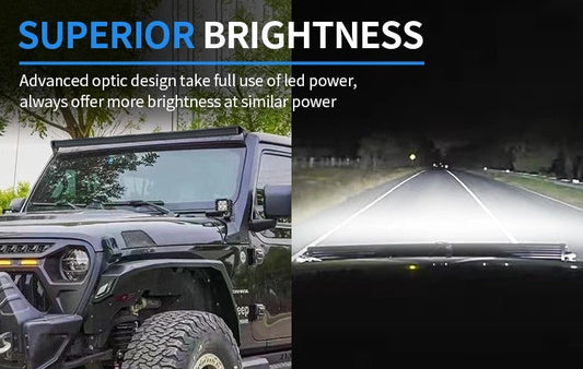Aurora 20-inch screwless RGB-backlit LED light bar — white driving beam on road and trail