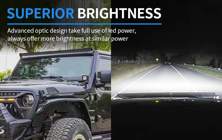 Aurora 40-inch screwless RGB-backlit LED light bar — white driving beam on road and trail